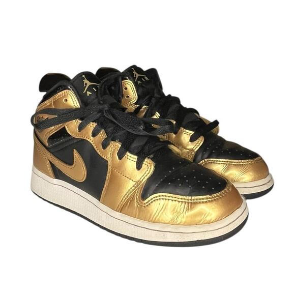 Nike Air Jordan Retro 1 Mid SE (GS) Size 5Y Metallic Gold DR6967-071 - Picture 3 of 6